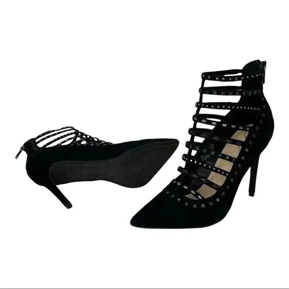 NWOB Fergie Aubree Black Suede Leather Womens Heels Size 10M - Picture 11 of 13